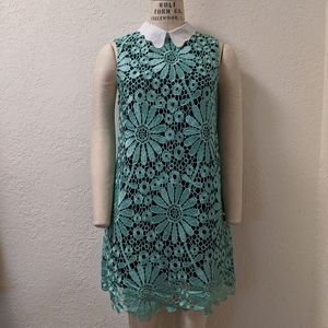 Scalloped Detail Collar Crochet Dress